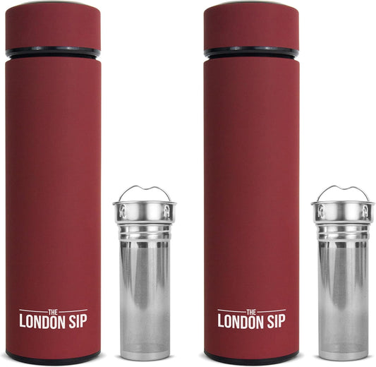 London Sip Multi-Purpose Travel Mug and Tumbler Fruit Infused Flask Hot and Cold Double Wall Stainless Steel Thermos with