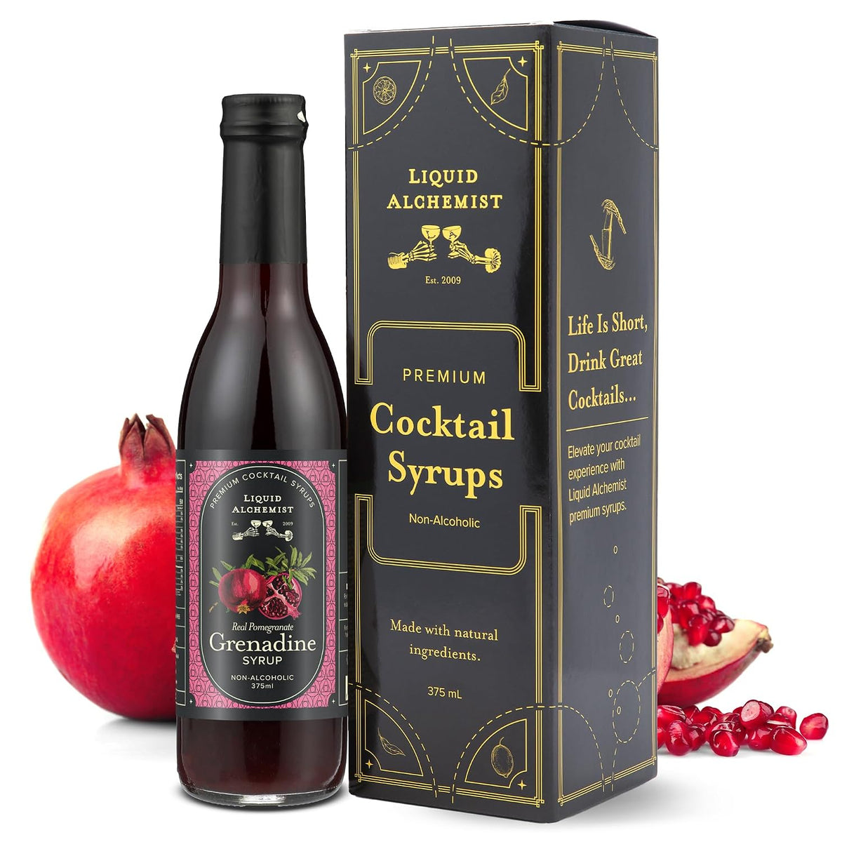 Liquid Alchemist Grenadine Syrup for Cocktails | Real Ingredients Make our Pomegranate Syrup for Drinks the Perfect Shirley Temple Mix | Small Batch, Non-GMO &amp; Vegan | 12.7 oz Drink Mixer, Pack of 1