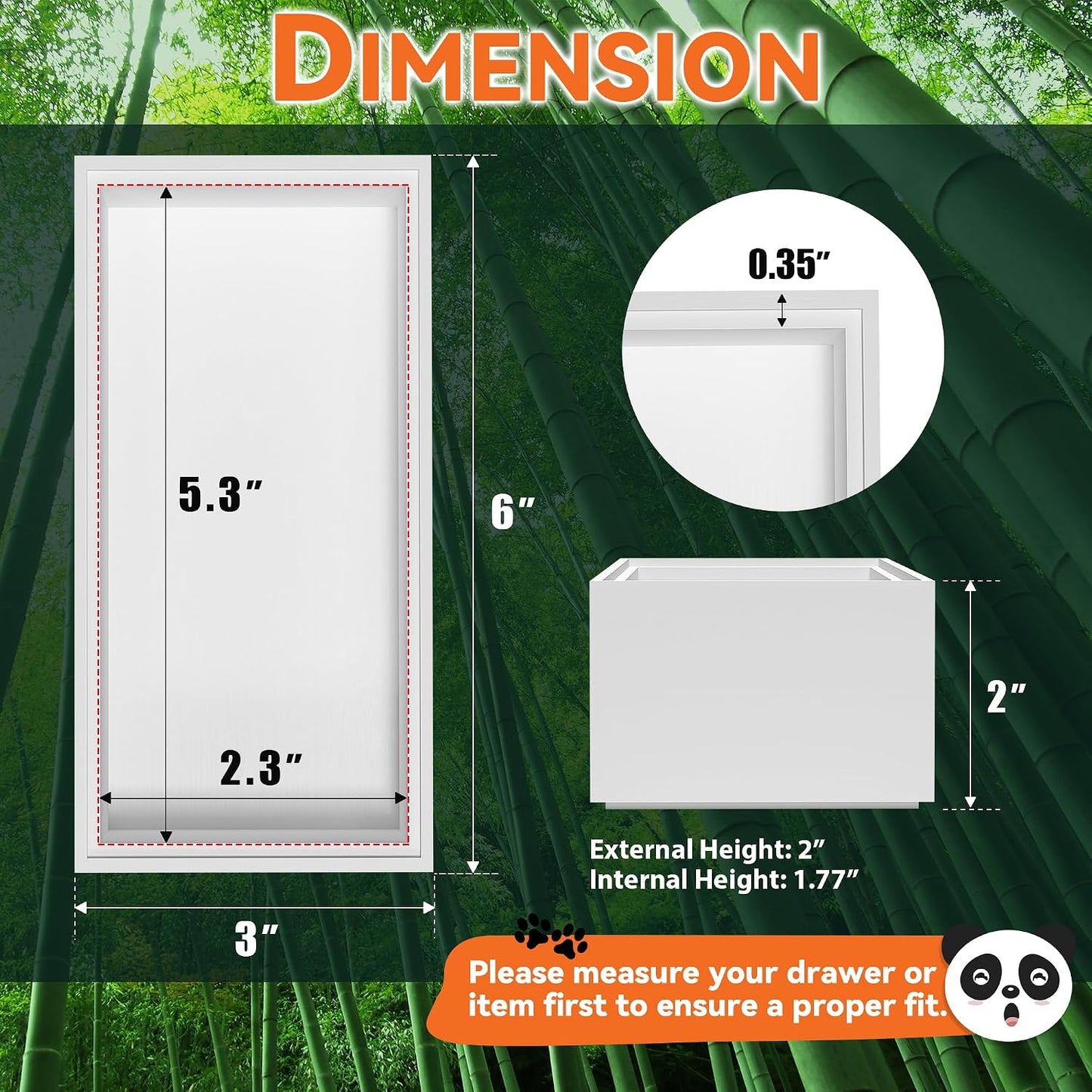 Lixple Bamboo Kitchen Drawer Organizer, 2 Pack, 6" x 3" x 2", White
