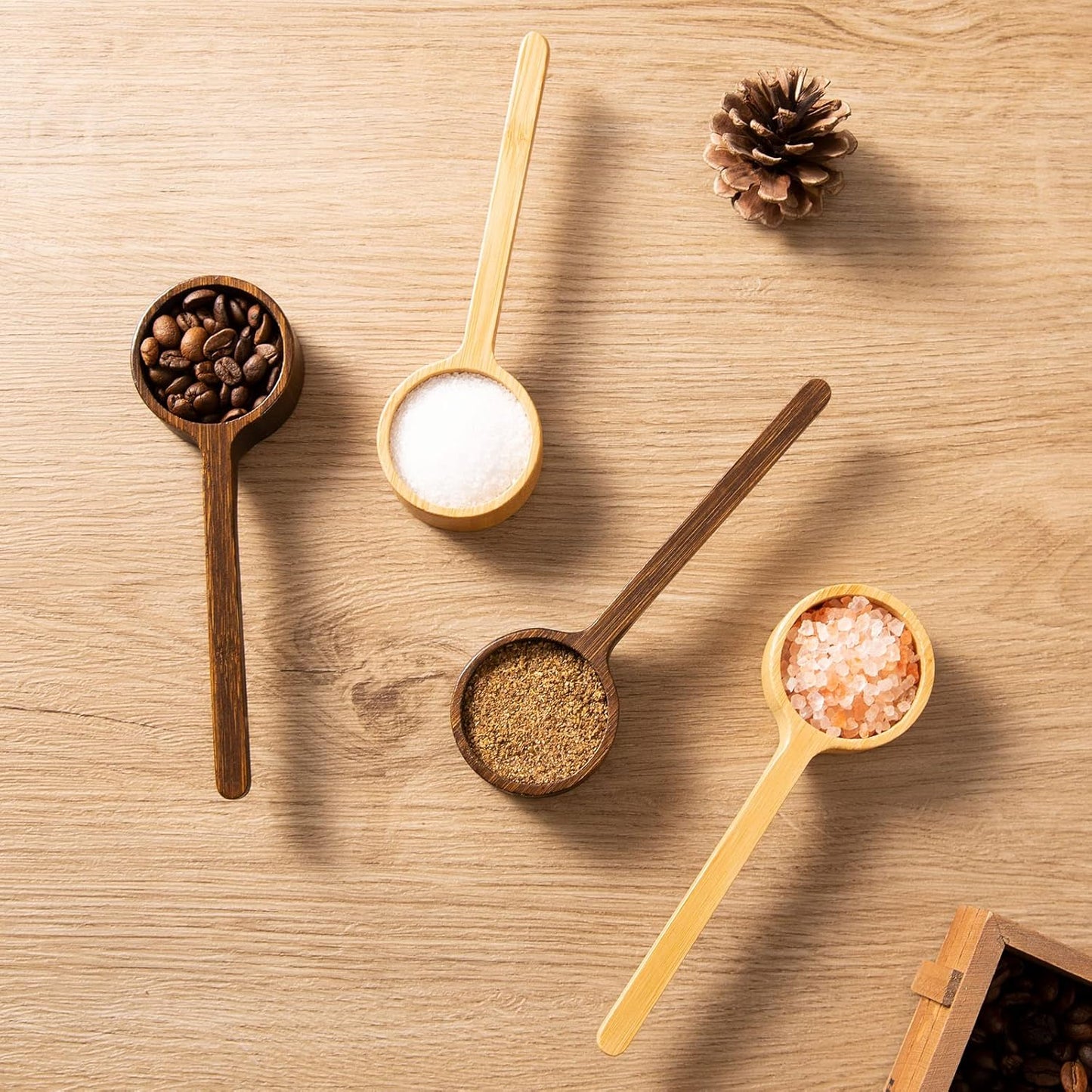 Bamboo Wooden Coffee Scoop Long Handle Measuring Scoop for Jars
