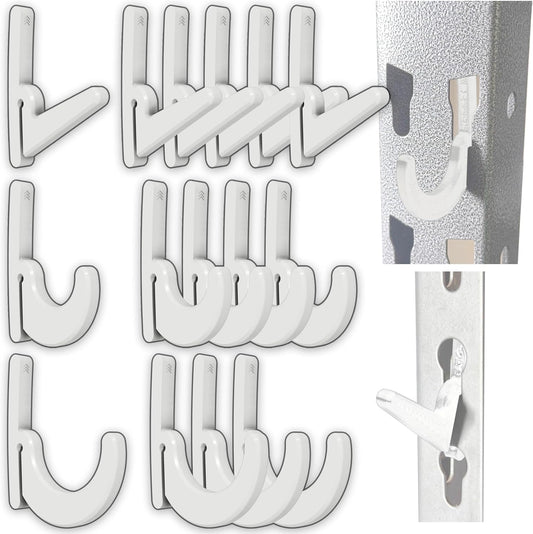 Heavy Duty Plastic L-Hooks and J-Hooks for Garage Shelving, Compatible with Keyhole Slots, UV-Resistant, 40 lbs Load