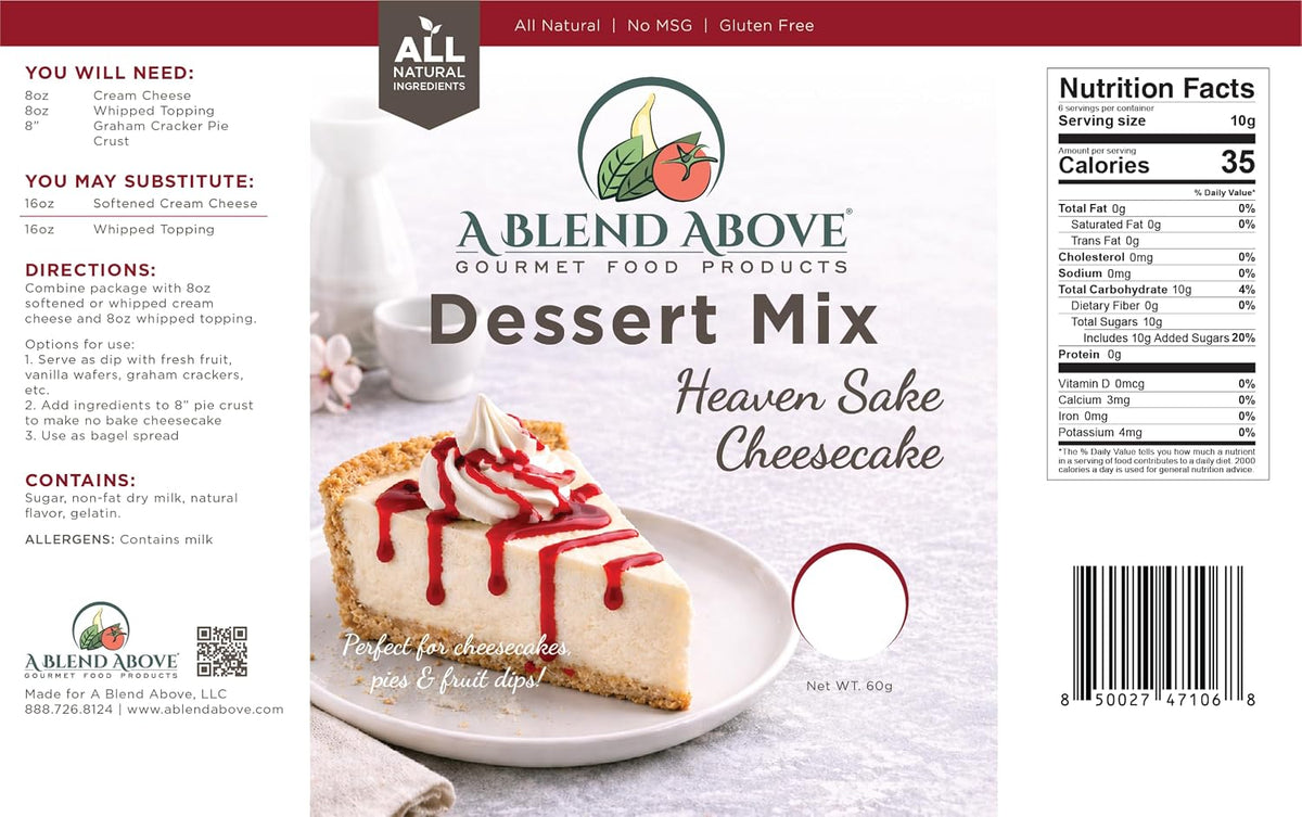A Blend Above Heaven Sake Cheesecake Mix - No-Bake Dessert
