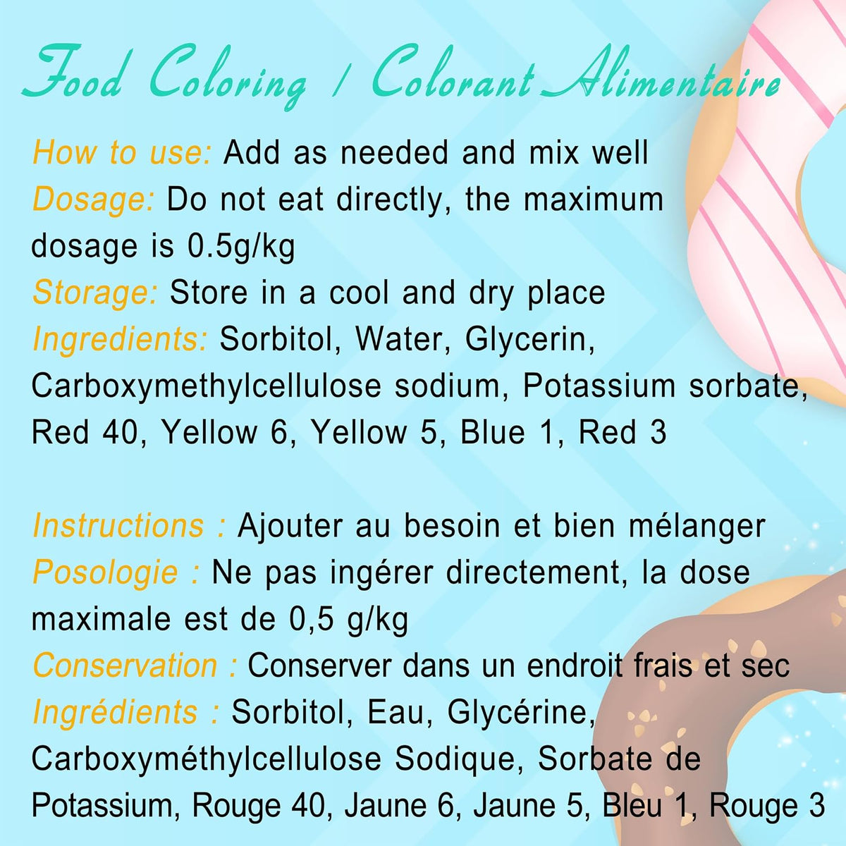 Food Coloring Set - Rainbow Edible Food Color Dye for Baking, Cake Decorating, Royal Icing, Cookie, Fondant and Macaron - 7 x 15g Food Grade Liquid Food Coloring Kit for DIY Slime and Crafts Making