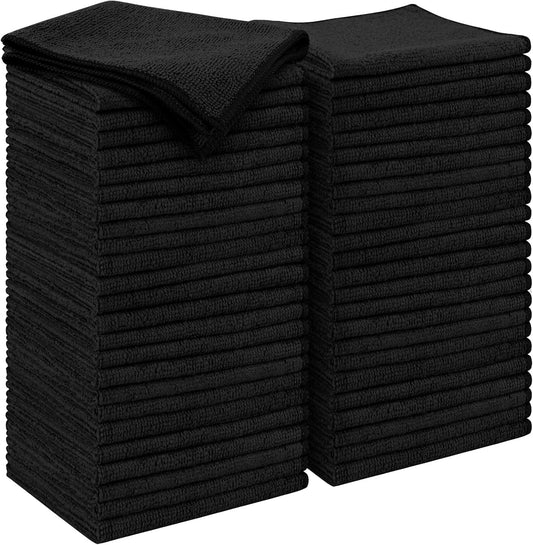 AIDEA Microfiber Cleaning Cloth Black 50PK, Microfiber Towels for Cars, Premium Car Cloths, Dusting Cloth Lint Free Cleaning