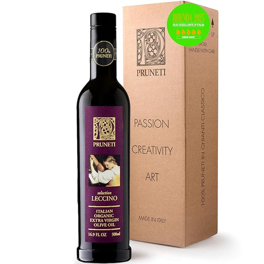 Pruneti Leccino Organic Extra Virgin Olive Oil from Tuscany – 2025 Gold Award Winning Italian Olive Oil from Italy – 400+