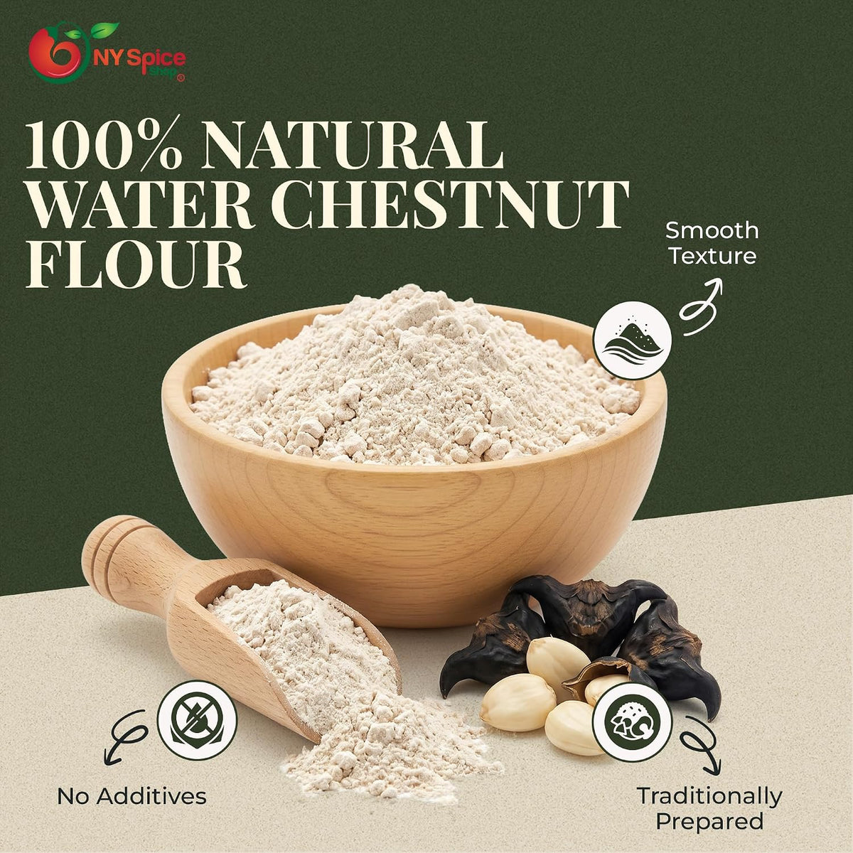 NY Spice Shop Water Chestnut Flour - 1 Pound Traditional Fasting Singoda Flour for Navratri Food - Singhara Atta - All