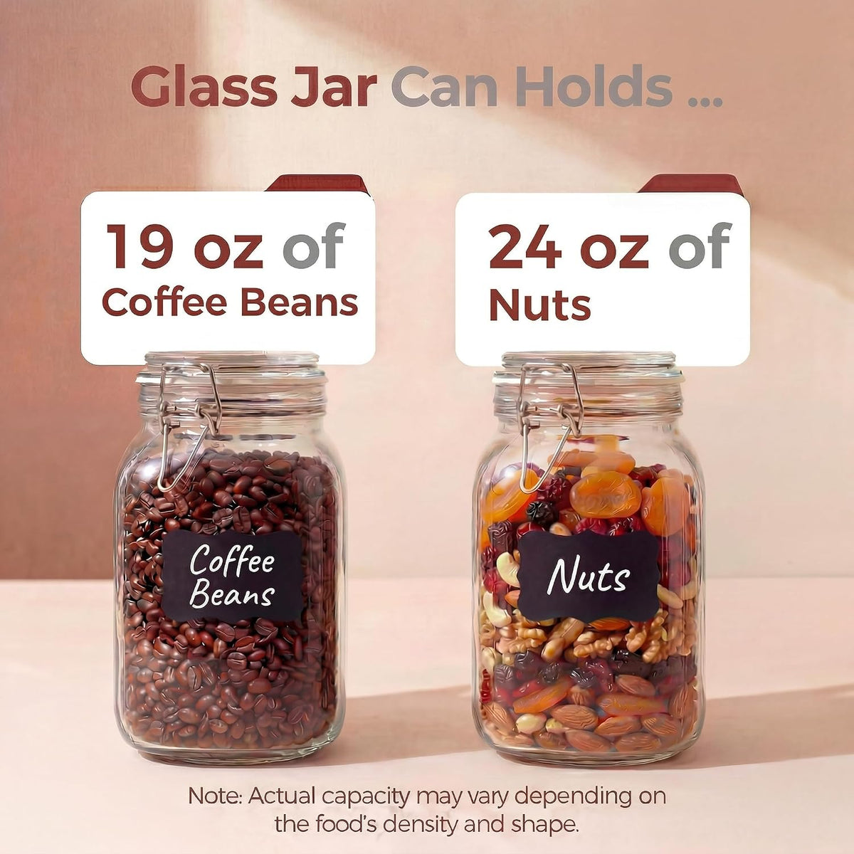 Square Glass Jars with Airtight Lid Set of 3, 50 floz Wide Mouth Mason Jars with Clamp Lids,Glass Sealed Jars with Air Tight Lids, Best for Kitchen & Pantry Food Storage