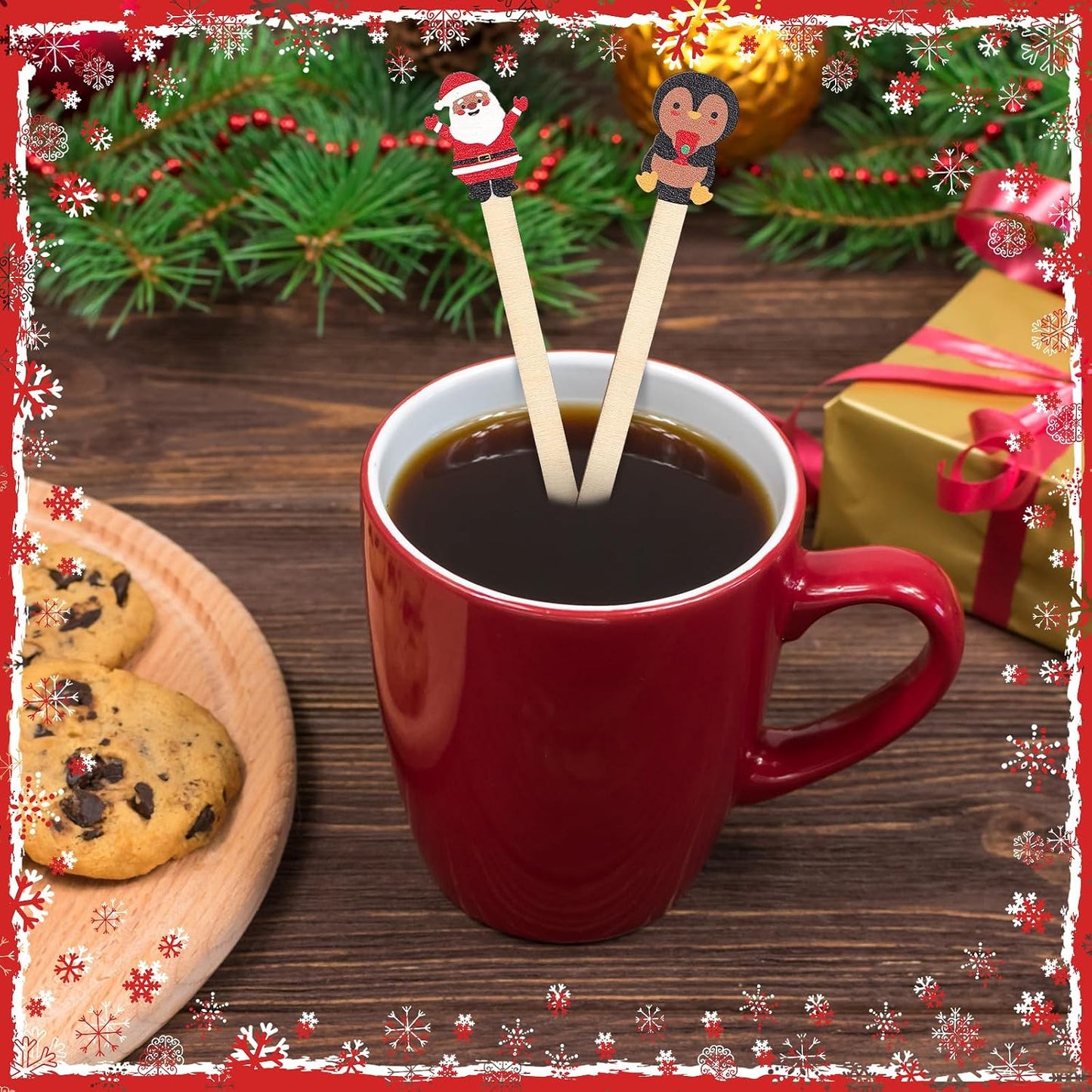 Mifoci 100 Pcs African American Christmas Wooden Coffee Stir Sticks 5.9''
