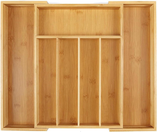 Utoplike Bamboo Cutlery Silverware Tray, Small Utensils Drawer Organizer