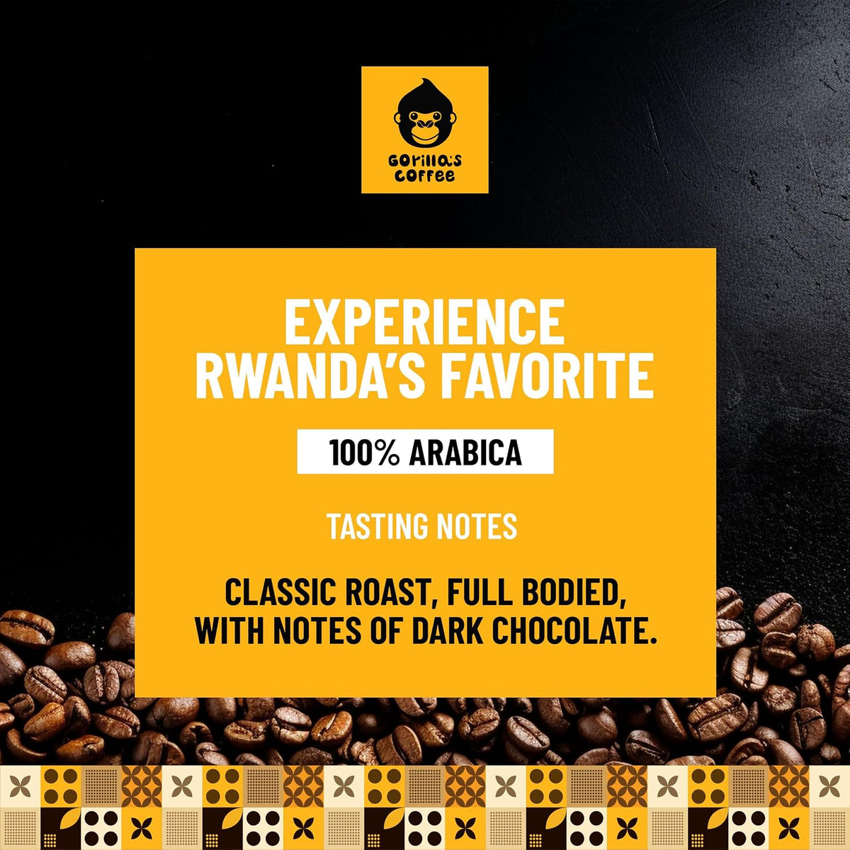 Gorilla's Coffee 100% Arabica - Medium Roast Ground Coffee, Fair Trade, Smooth, Balanced, Aromatic, Spice &amp; Luscious Fruit Notes | Premium Rwandan Coffee | Rich, Flavorful, and Aromatic (500g/17.6oz)