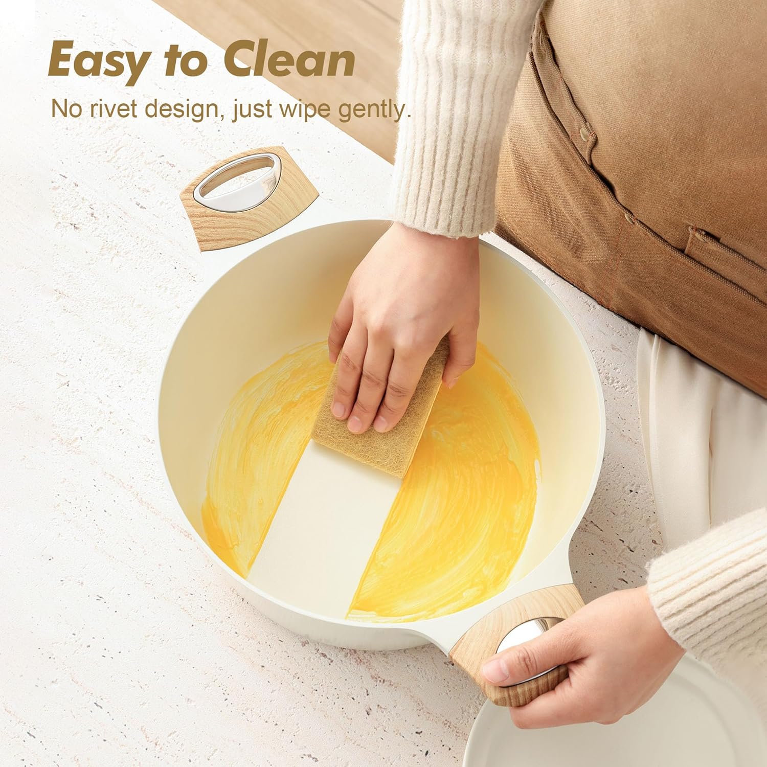 SENSARTE Ceramic Nonstick Stock Pot with Lid, 2.6/4.5/6.6/8.5/11 QT Soup Pot Casserole Pot, Non-toxic Healthy Pasta Pot