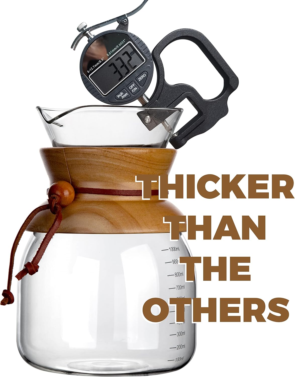 AGOGO Glass Pour Over Coffee Maker, 34oz with Stainless Filter
