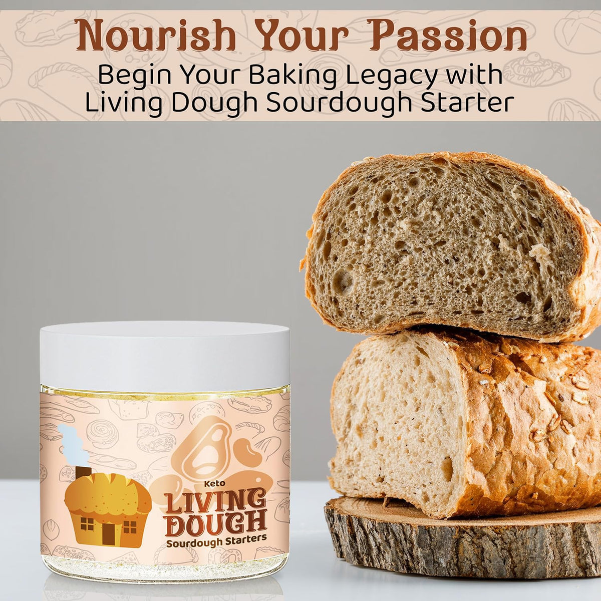 Keto Sourdough Bread Starter for Baking, Fresh &amp; Versatile, 3.5 Oz | Australian Low Carb Lupin Flour Organic Sourdough Starter for Artisan Bread, Pizza Dough, Crackers &amp; Keto-Friendly Recipes