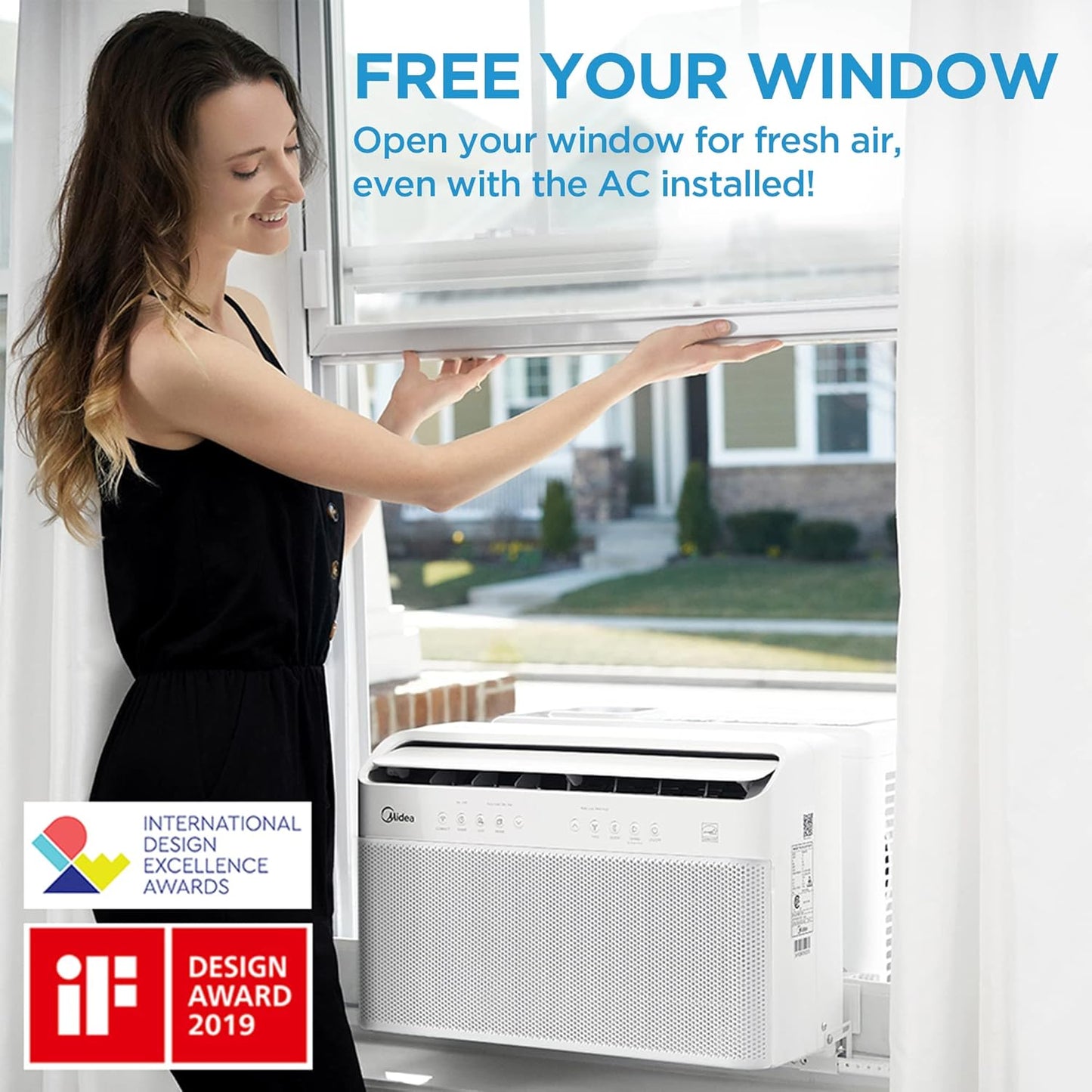 Midea MAW08V1QWT 8,000 BTU U-Shaped Window Air Conditioner – Inverter Technology, Ultra Quiet, Energy Efficient