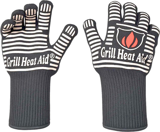 GRILL HEAT AID BBQ Grill Gloves Heat Proof for Grilling – Fireproof 1472°F Heat-Resistant Grill Mitts for Outdoor Barbecue