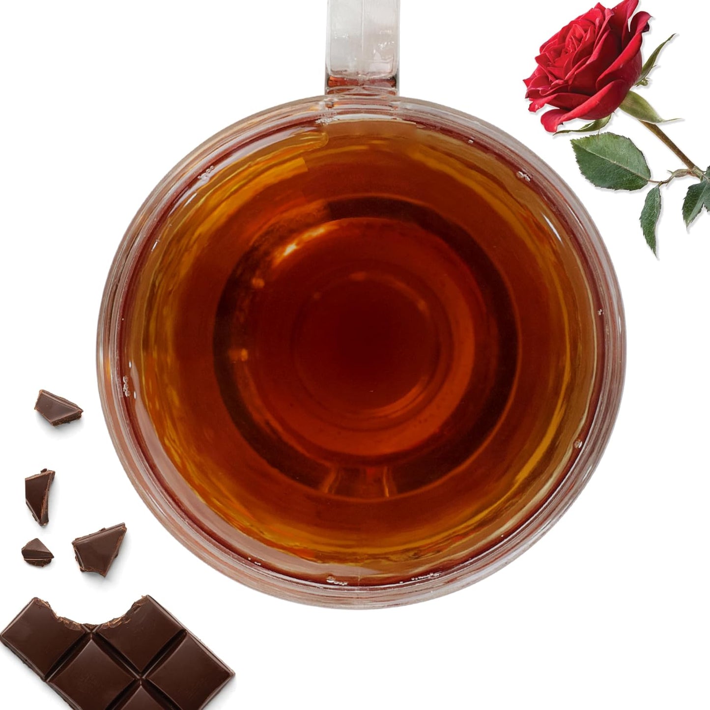 BREWIX Chocolate Rose Black Tea Loose Leaf (50+ Cups, 3.53oz) - Naturally Sweet Dessert Tea with Cocoa &amp; Rose Petals, Caffeinated, Hot or Iced