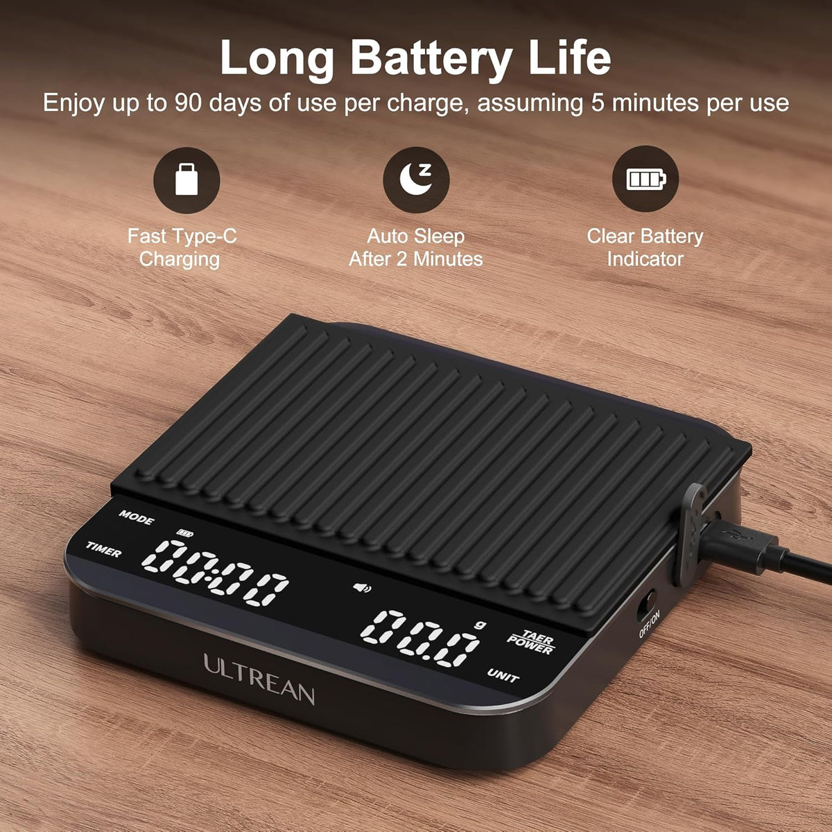 Ultrean Mini Coffee Scale with Timer, 0.1g Precision Espresso Scale