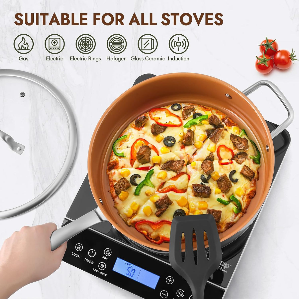 duxtop pro Ceramic Nonstick Saute Pan, 11.6 Inch Deep Frying Skillet