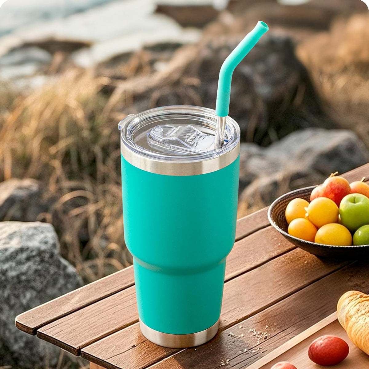 Stainless Steel Straws for 30 oz YETI Tumbler, 4 Pcs Metal Straws