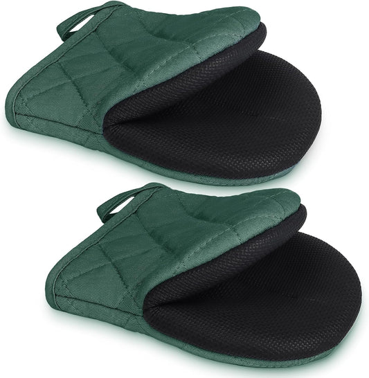 1 Pair Short Oven Mitts - Silicone Kitchen Oven Gloves High Heat Resistant 500℉, Mini Oven Mits with Non-Slip Grip Surfaces