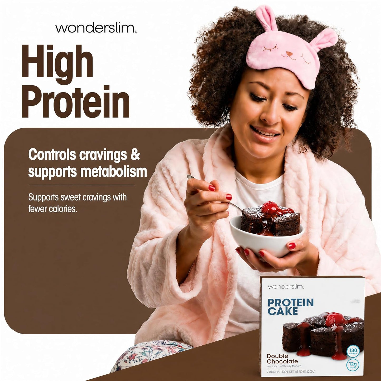 Wonderslim High Protein Cake Mix, Gluten-Free, 7ct (Double Chocolate Cake)