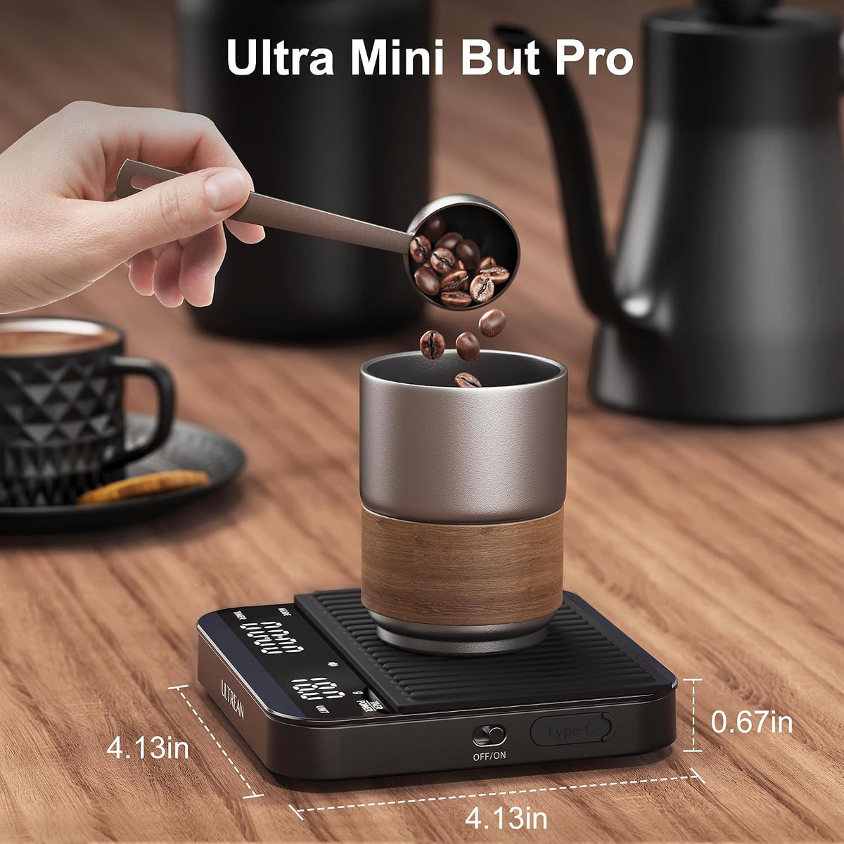 Ultrean Mini Coffee Scale with Timer, 0.1g Precision Espresso Scale