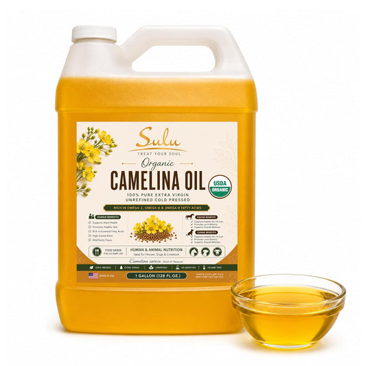 100% Pure Extra Virgin USDA Organic Unrefined Cold Pressed Camelina Seed Oil 1 Gallon (128 FL.OZ)-Great oil for Cooking