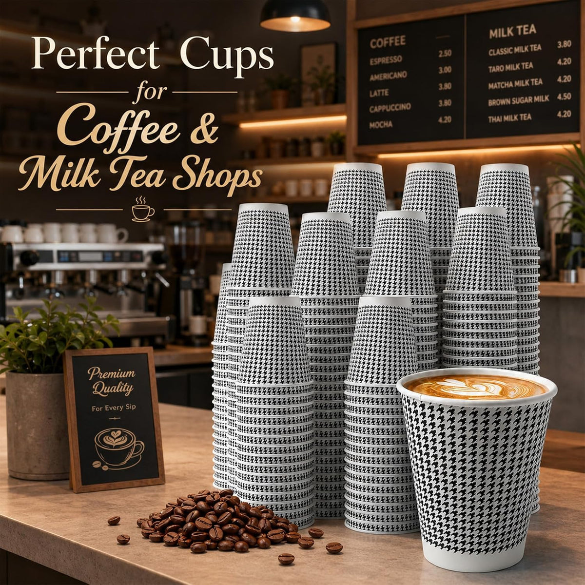 TOPtoper 8 oz Coffee Cups 200 Pack【WITHOUT LIDS】 Insulated Corrugated Disposable Paper Cups To Go, Double Wall Paper Hot Cups Bulk for Hot Beverage or Cold Drinks