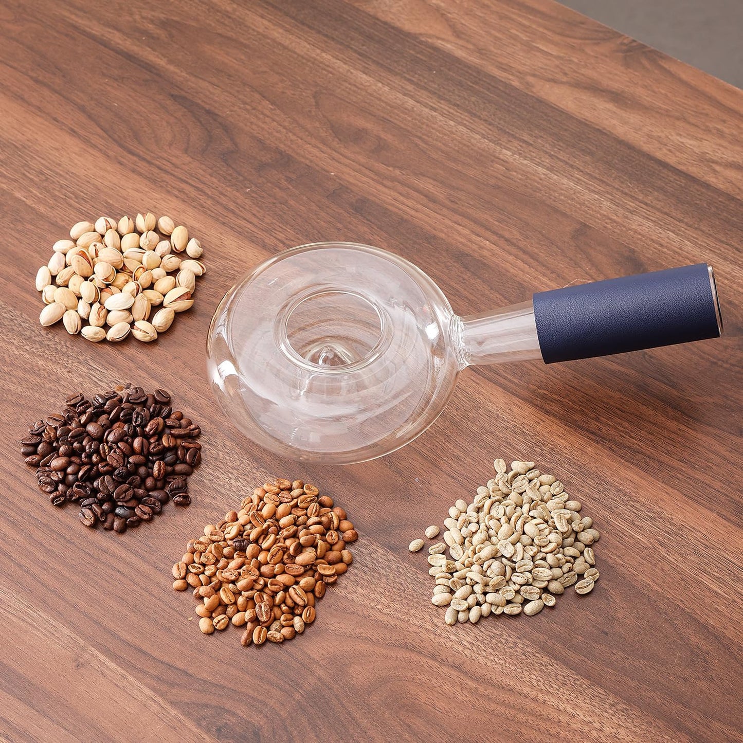 Portable Glass Coffee Bean Roaster, 11.81 * 5.91 * 3.54in | High borosilicate glass, Manual home coffee roasting kit, Suitable for small batch roasting of nuts and coffee beans