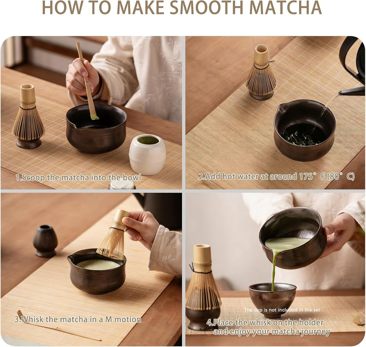 Ochcahser Matcha Set, Matcha Whisk Set Includes 17 oz Matcha Bowl | Matcha Whisk Holder (Chasen), Bamboo Matcha Whisk and Scoop, Ceramic Matcha Kit for Tea Lovers, Ideal Matcha Gift Choice