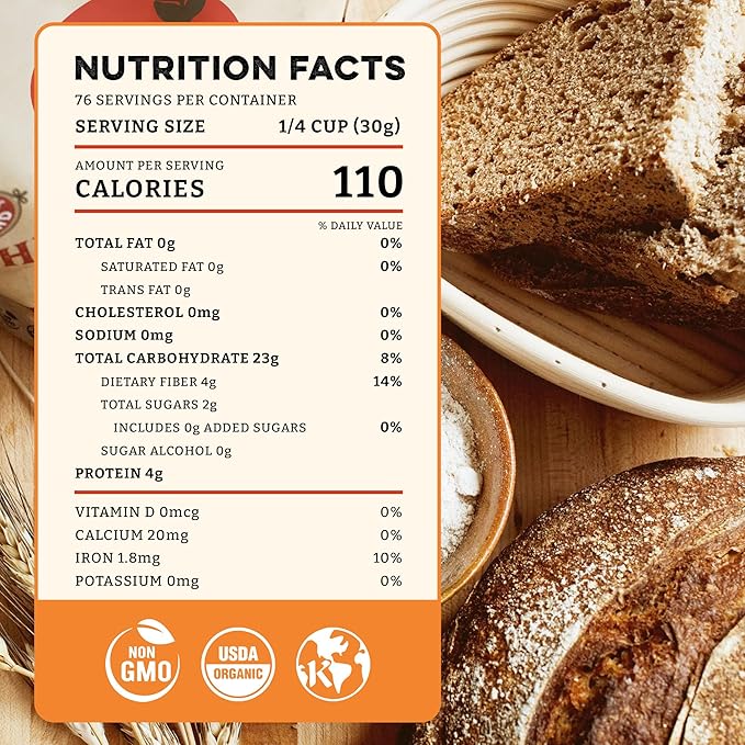 Sunrise Flour Mill Heritage Organic Whole Wheat Flour - 5 lbs | Milled from red hard wheat within 10 Days | Easier to Digest with Less Bloating | No Bleaching | Organic whole wheat bread flour