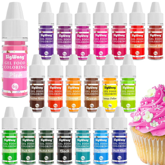 Gel Food Coloring Set - 21 Colors Tasteless Based Color Dye, Vibrant Edible Icing for Cake Cookie Decorating, Baking,