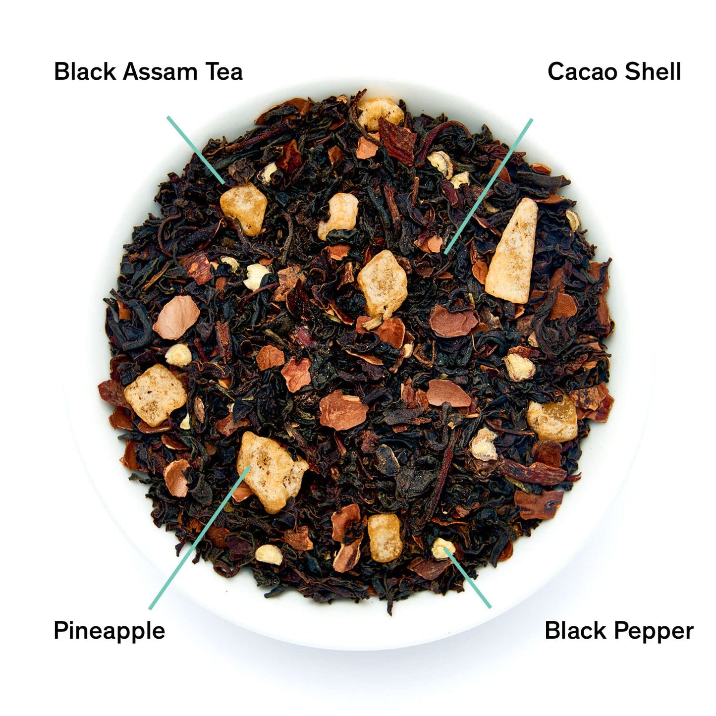 August Uncommon Silencio Loose Leaf Tea – Pineapple &amp; Cacao (1.8oz) | Dried Pineapple, Cacao Shell and Assam Tea – Vegan, Gluten-Free, Non-GMO South Indian Black Tea – Bold and Tropical Flavor