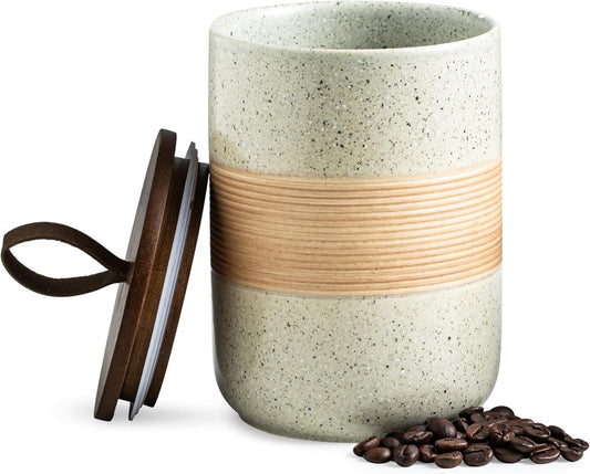 Coffee Storage Container Jar with Lid, Ceramic Kitchen Food Storage Jars with Airtight Lids for Spice Sugar Cookie,