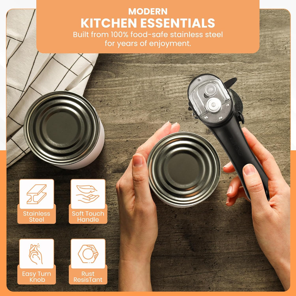 Bellemain Ergonomic Can Opener, Easy Safe-Cut for Seniors &amp; Restaurants