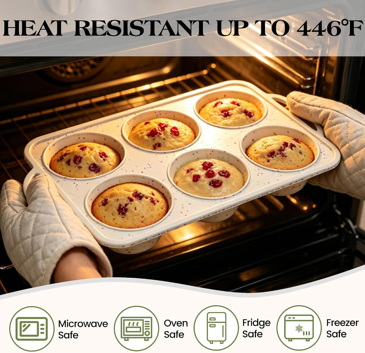 6 Cup Jumbo Muffin Pan for Baking with Metal Frame Nonstick