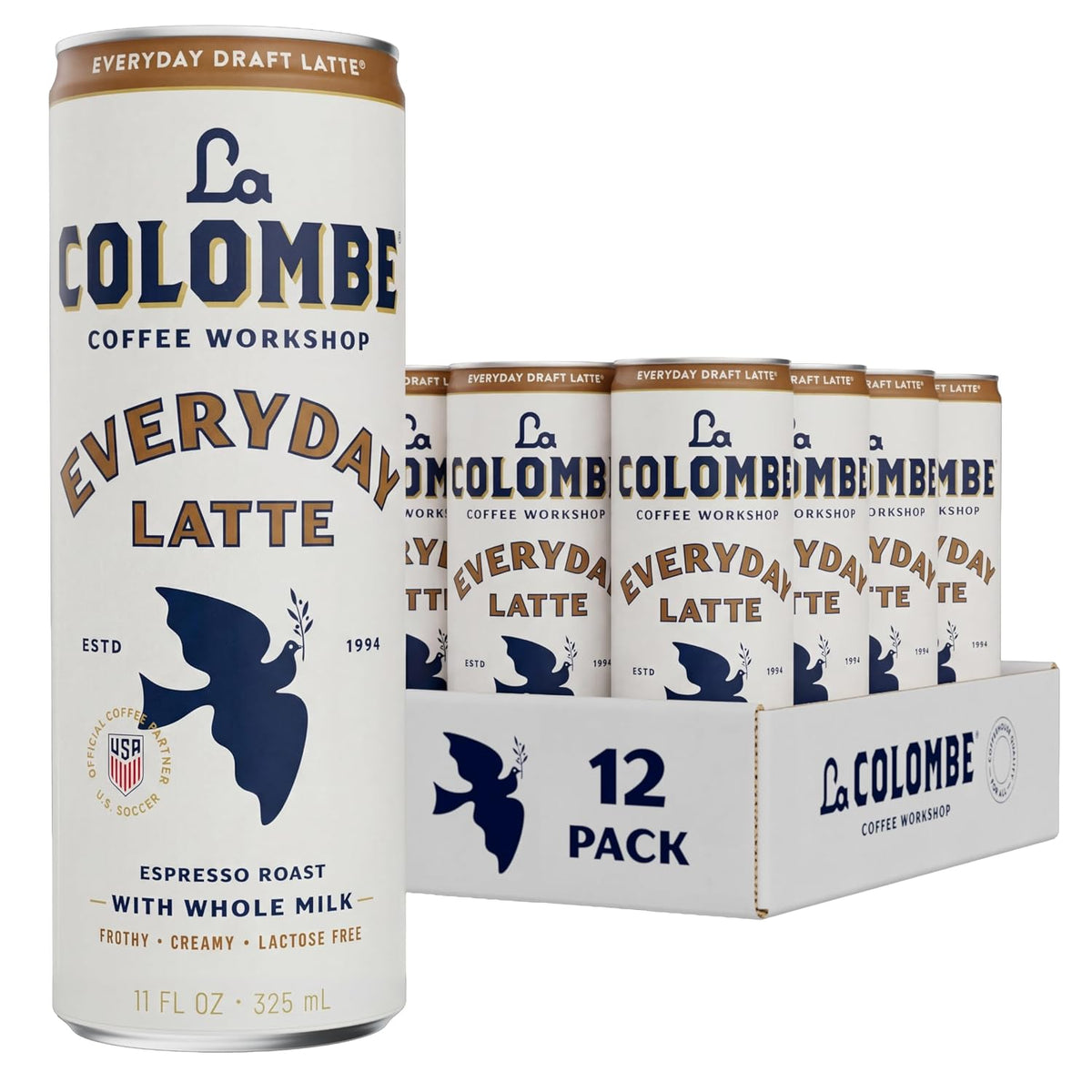 La Colombe Coffee, Double Draft Latte, 11 fl oz Cans (Pack of 12), Coffeehouse Quality Cold Brew, Specialty Grade Coffee Beans, Ready-to-Drink On-the-Go