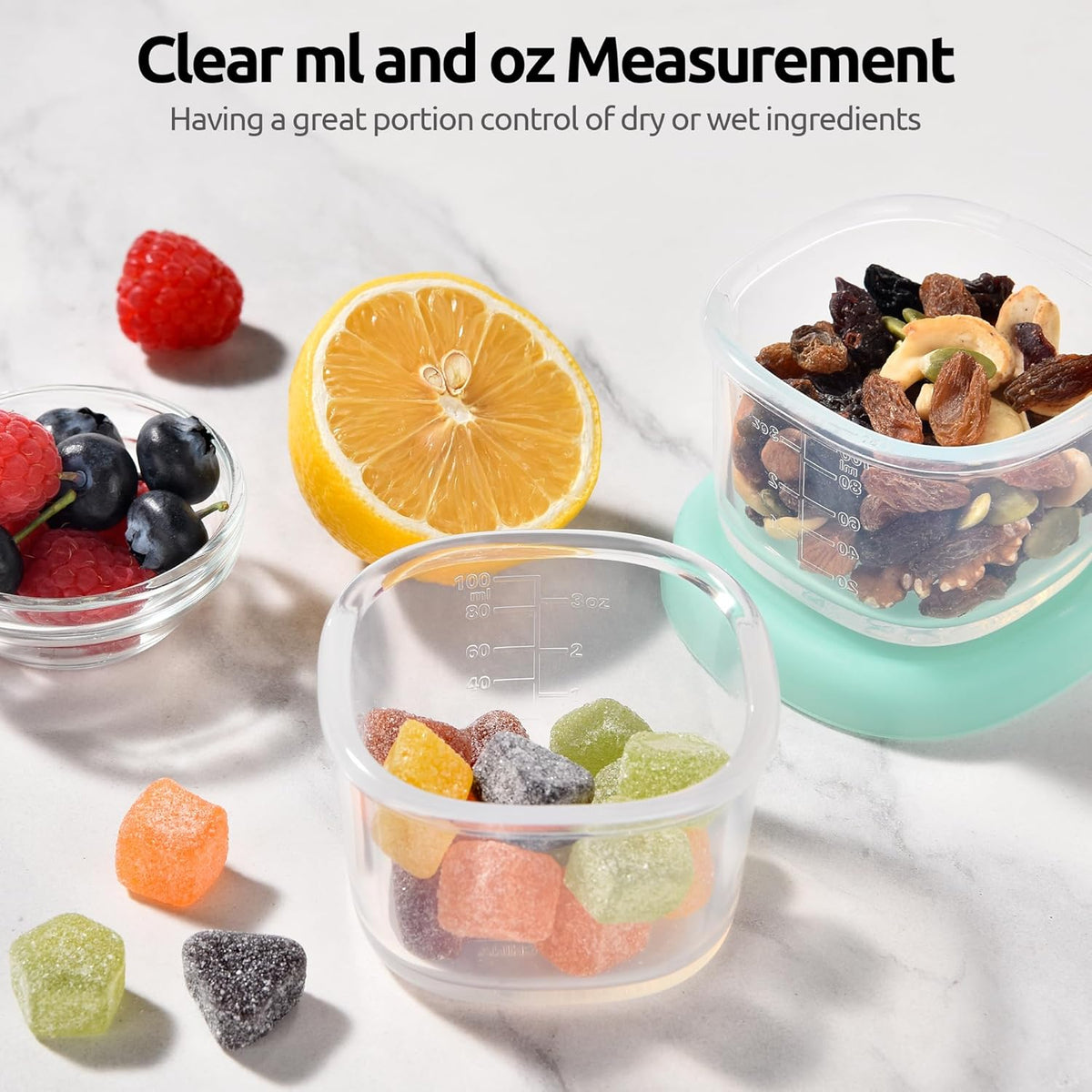 U-Taste Silicone Container with Lids, Small Mini Food Storage, 3oz * 2
