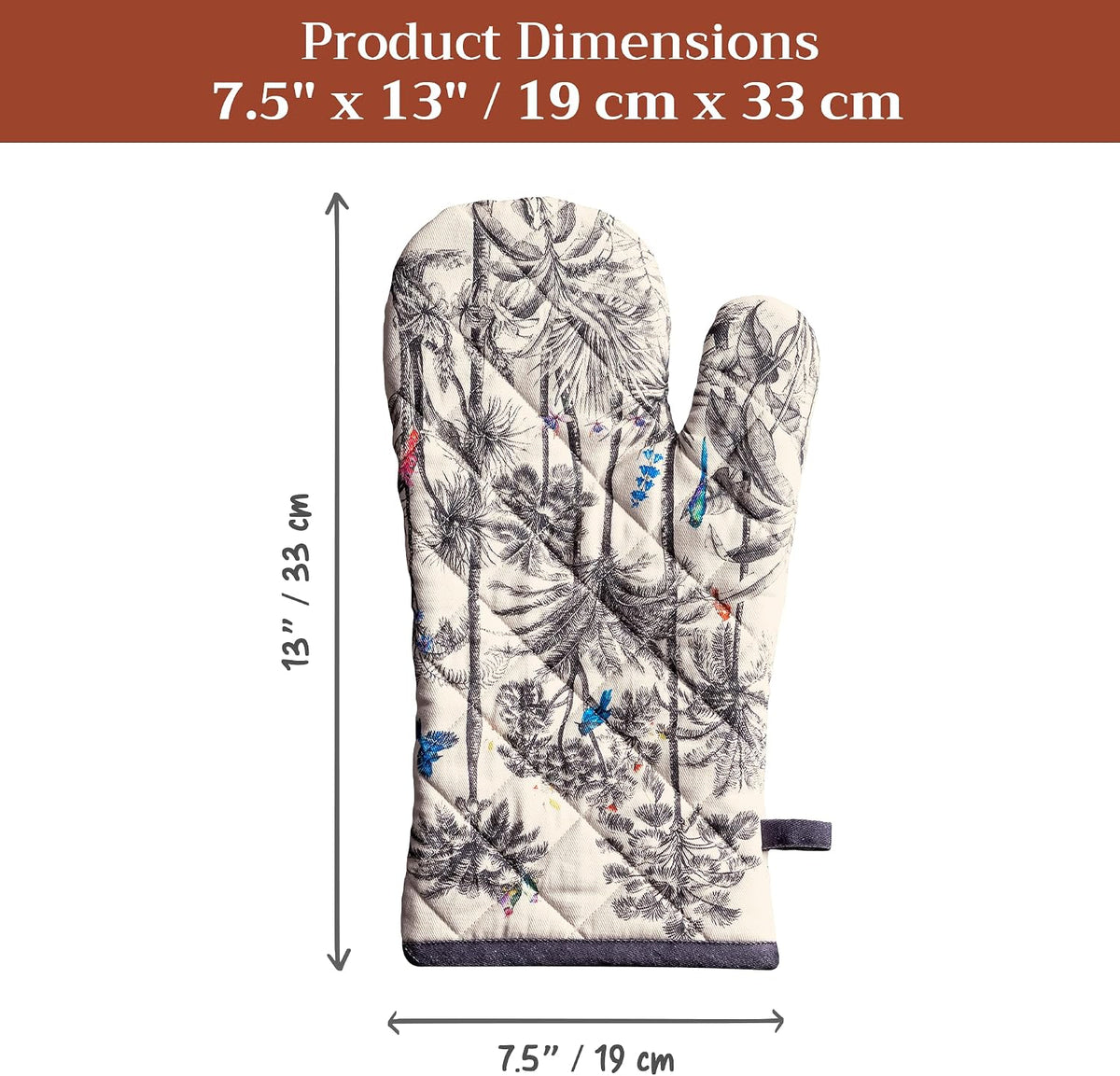 Maison d'Hermine Oven Gloves 100% Cotton Oven Mitt (7" x 13", Pack of 1)