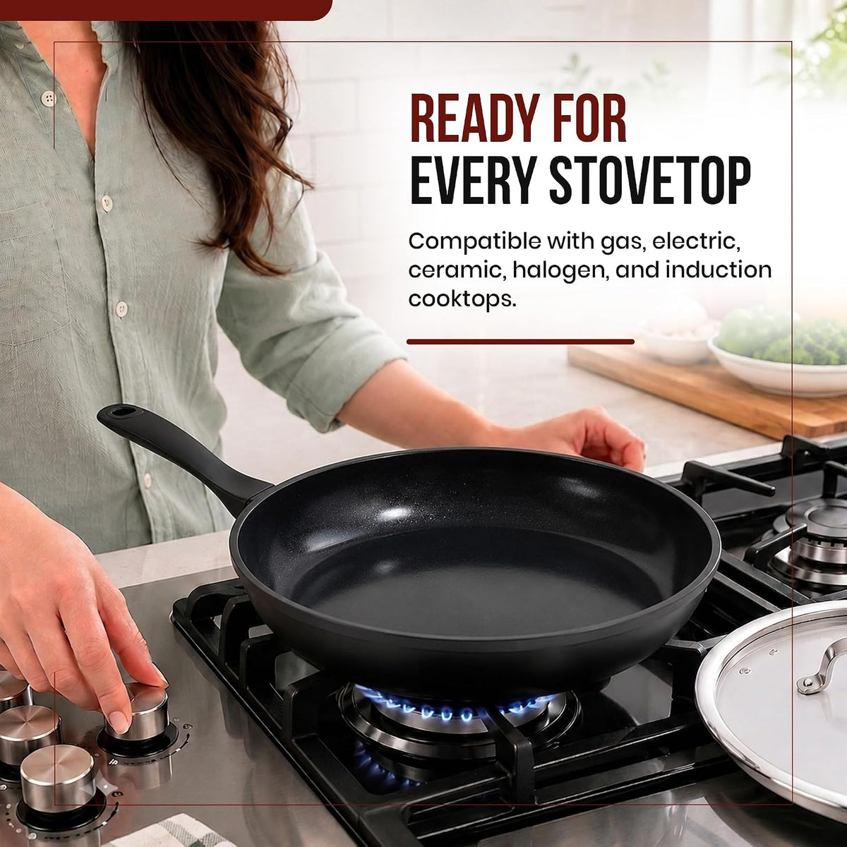 Alva Energy 8″ Ceramic Frying Pan – PFAS/PTFE-Free, Nonstick Skillet for Eggs & Small Meals – Lightweight, Induction & Oven Safe – Stay-Cool Handle, Scratch-Resistant, Dishwasher Safe