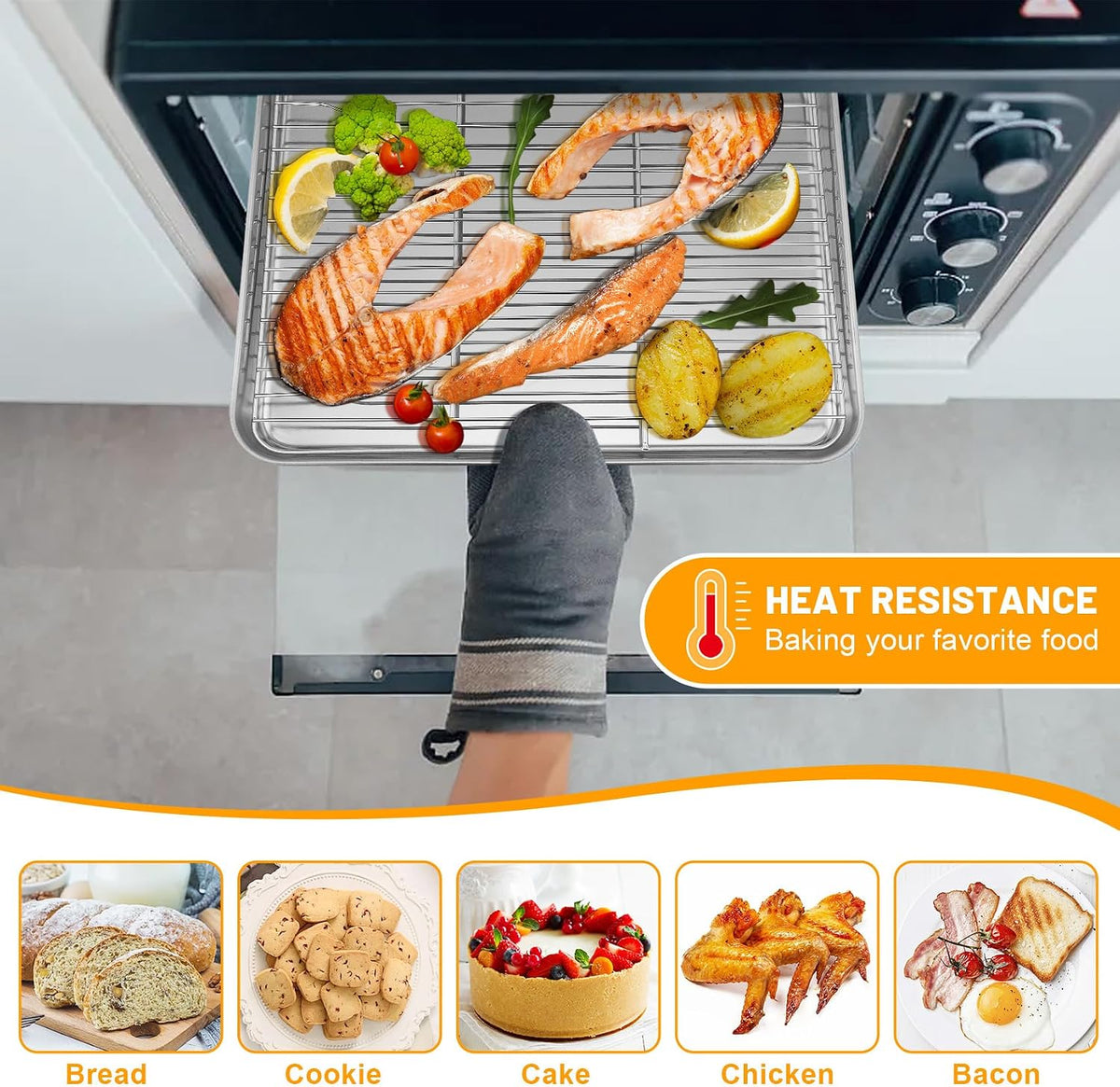 TeamFar Cooling Rack, 11.7” x 9” Stainless Steel Wire Baking Rack, 2PCS | for Cooking Roasting Grilling, Fit for Oven Pan, Oven &amp; Dishwasher Safe, Non-toxic &amp; Heavy-Duty