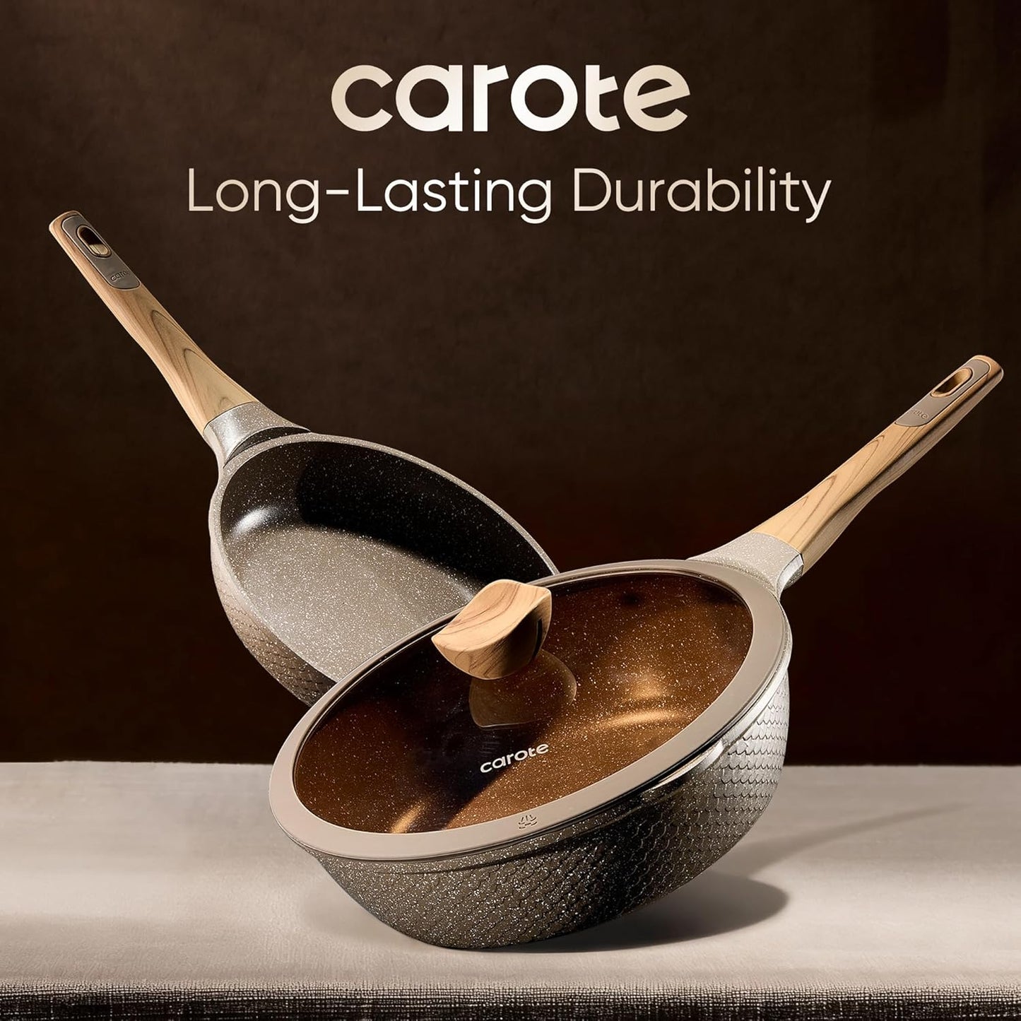 CAROTE 26pcs Pots and Pans Set, Nonstick Cookware Sets | Induction Kitchen Cooking Set, Special Texture Design, Ultra Du