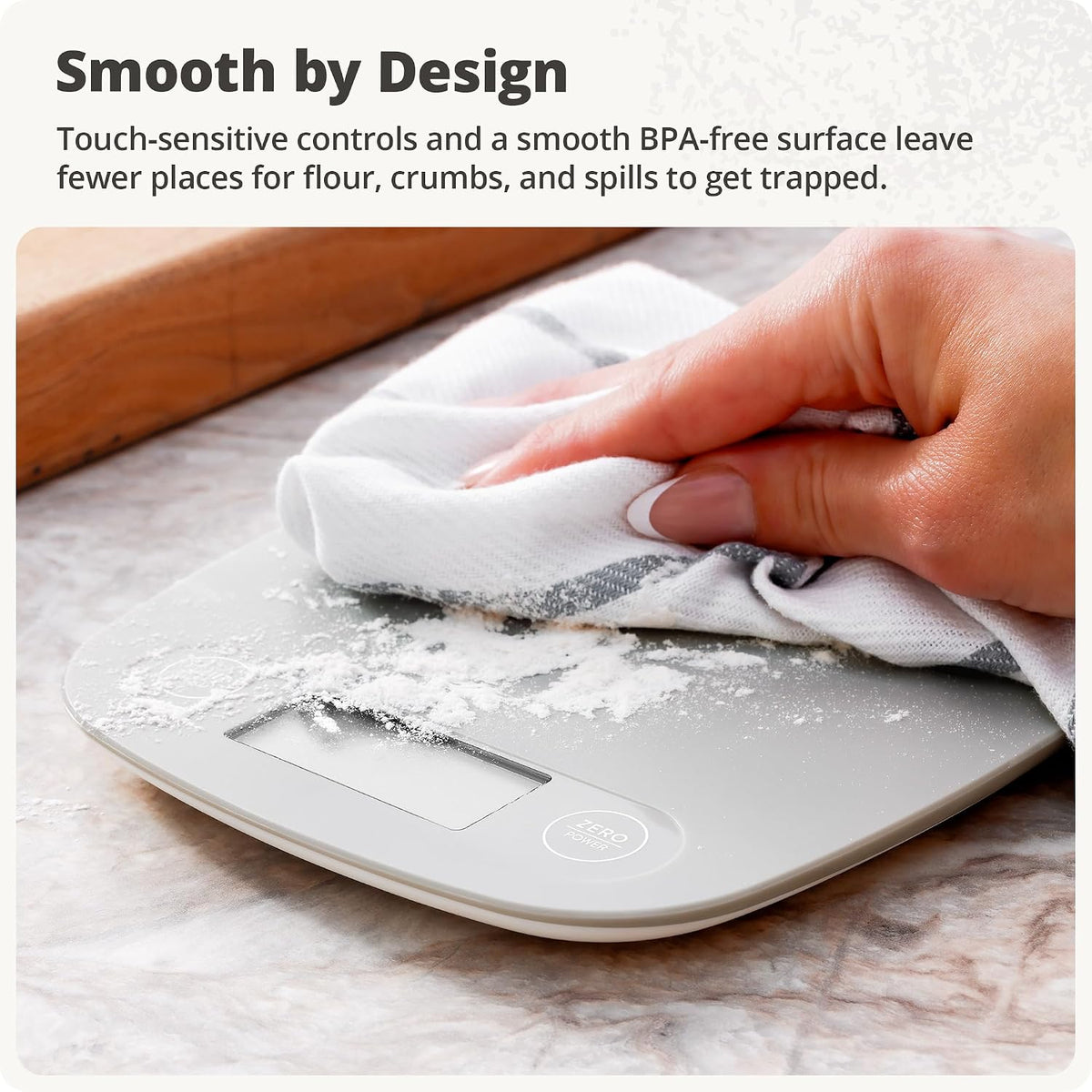 Greater Goods Food Scale, Slim &amp; Compact Build, 1g Precision (Ash Gray) | Digital Kitchen Scale for Cooking, Meal Prep &amp; Portion Control, Tare, Auto Shut-Off, g/oz/lb/ml Conversion &amp; Calorie Tracking