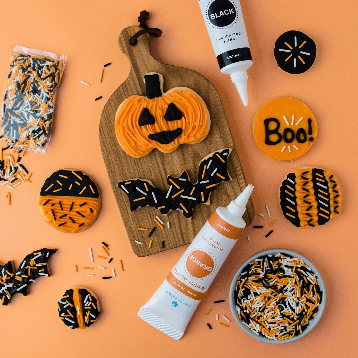 Sweets Indeed Dye Free Halloween Frosting Kit with Sprinkles, 8.21 ounces