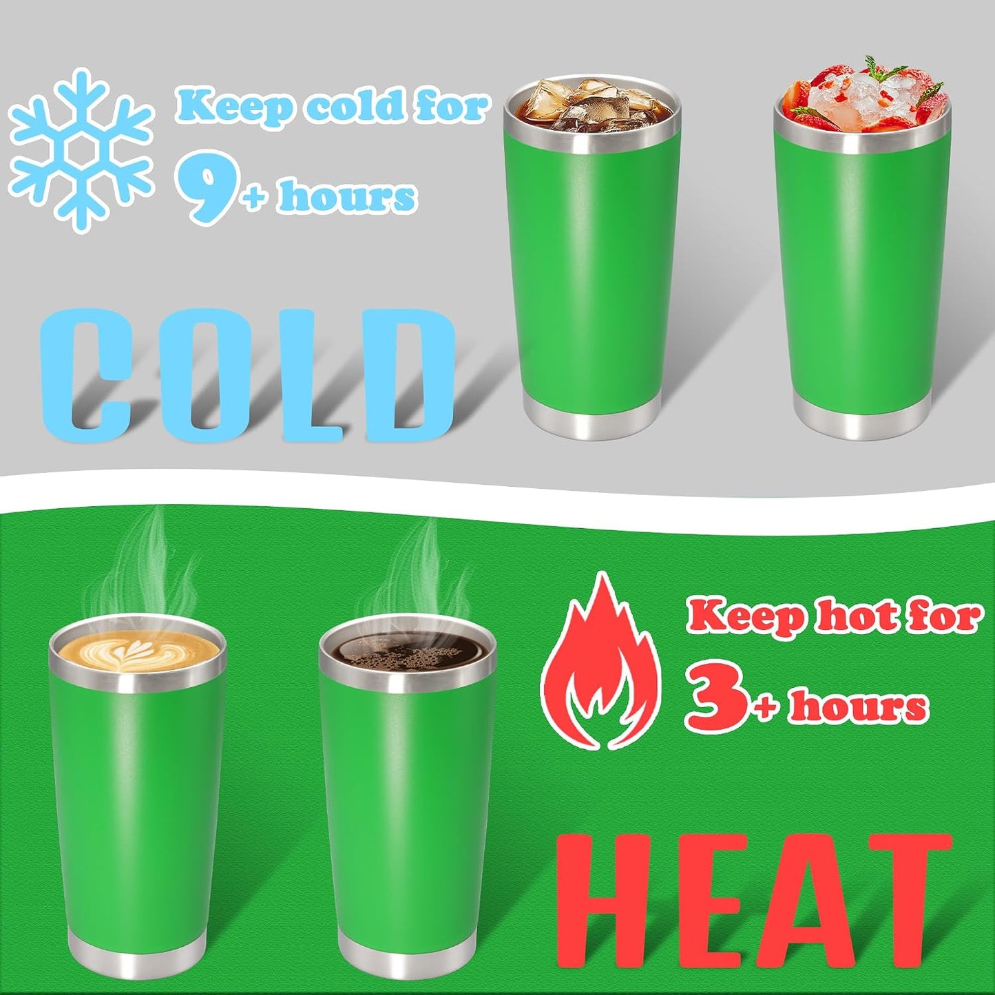 20 oz Tumbler Insulated Tumblers Stainless Steel Coffee Mug,Green 6PCS | Double Wall Vacuum Travel Coffee Tumbler ,Powder Coated Tumbler Cup Keep Hot &amp; Cold