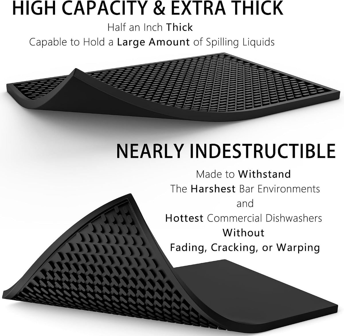 AXIESO Silicone Bar Mat 2 Pack - 18 x 12 in Coffee Bar Mats for Countertop