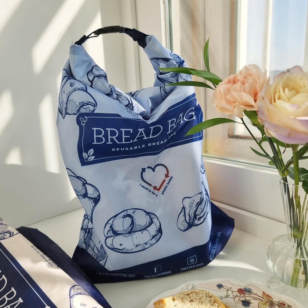 GRIN BY GRIN- 2 Packs Bread Bags, Zipper Reusable Bread Bags for Homemade Loaf, Freezer Sourdough Container, Fresh Keeping Extra Large, Reusable Food Storage Bag