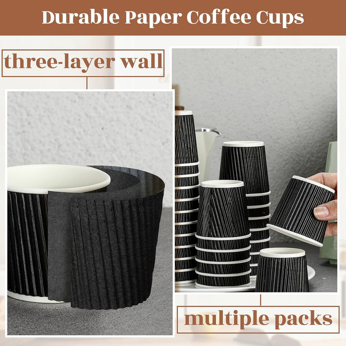 Yaomiao 200 Pcs 4 oz Disposable Espresso Coffee Cups, Black