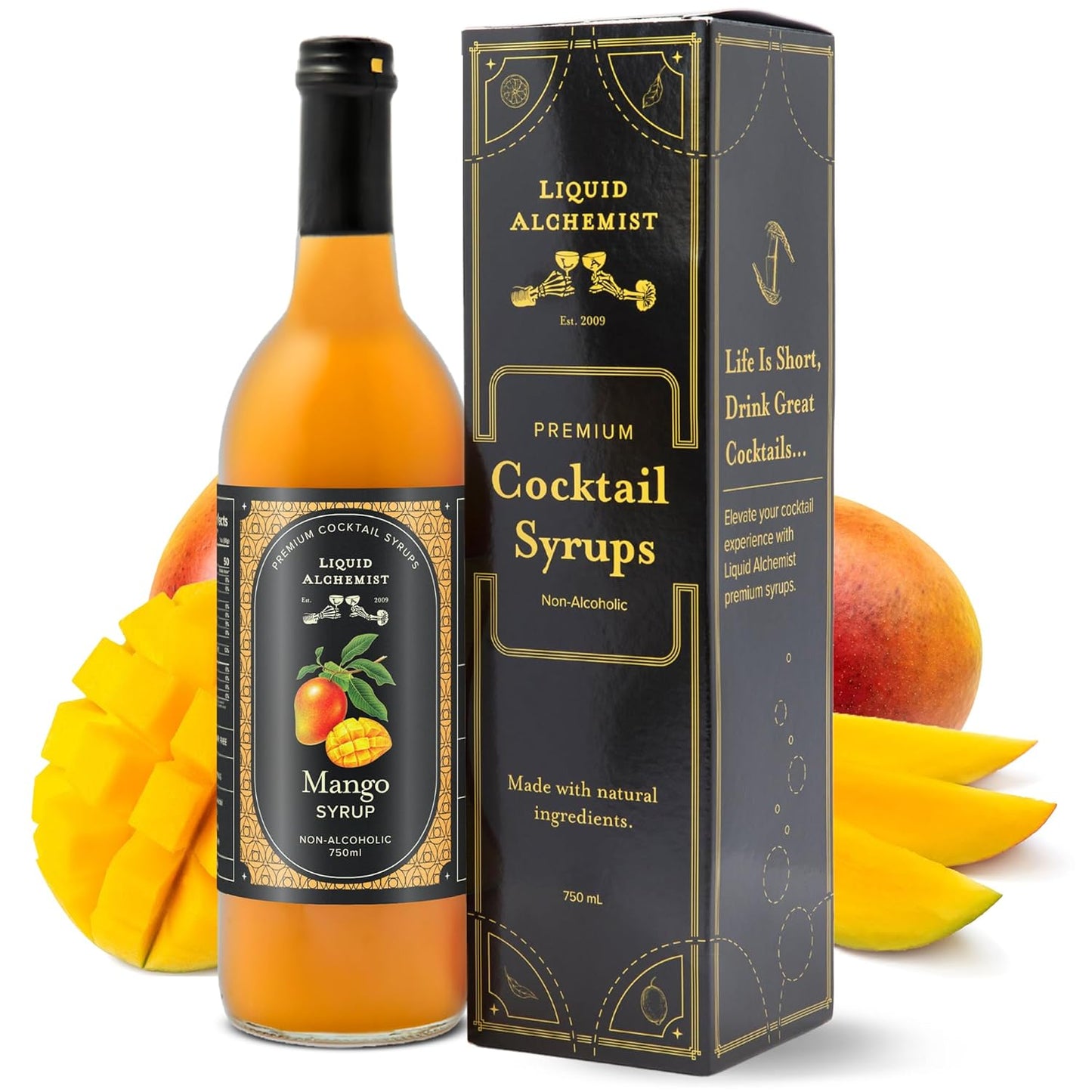 Liquid Alchemist Mango Syrup for Cocktails | Real Ingredients Make our Mango Syrup for Drinks the Perfect Margarita Mix | Small Batch, Non-GMO &amp; Vegan | 25.4 oz Drink Mixer, Pack of 1