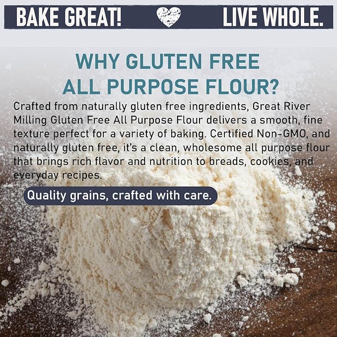 Great River Milling Gluten Free All Purpose Flour | Made from All Purpose Gluten Free Baking Alternative Ingredients | Non-GMO, Glyphosate Free, Kosher, Vegan Certified | 2 Lb